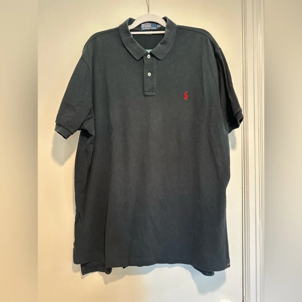 Vintage 90s Polo Ralph Lauren Mens Sz: XXL Black Polo Top. Red Pony.